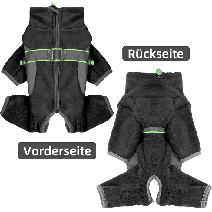 Флісова куртка для собак, зимова куртка, тепла флісова піджак для собак з отвором для повідка, для середніх собак, віндджайк, чорний (XS-XXL)