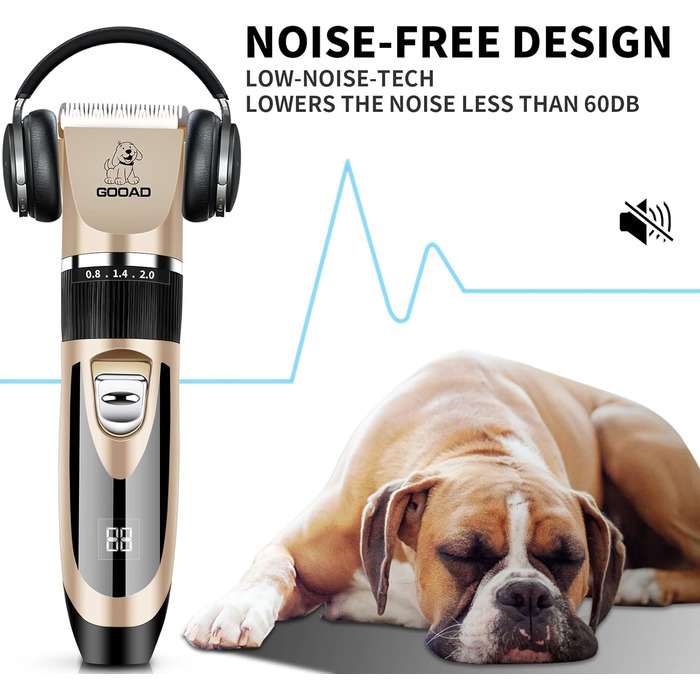 Машинка для стрижки собак без дроту Gooad – тиха, акумуляторна, для густого хутра та домашніх тварин Gold