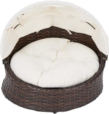 Крісло-ліжко для котів та собак Teamson Pets Clotho з відкидним балдахіном та знімним подушкою, коричнево-кремове, ST-N10004-UK