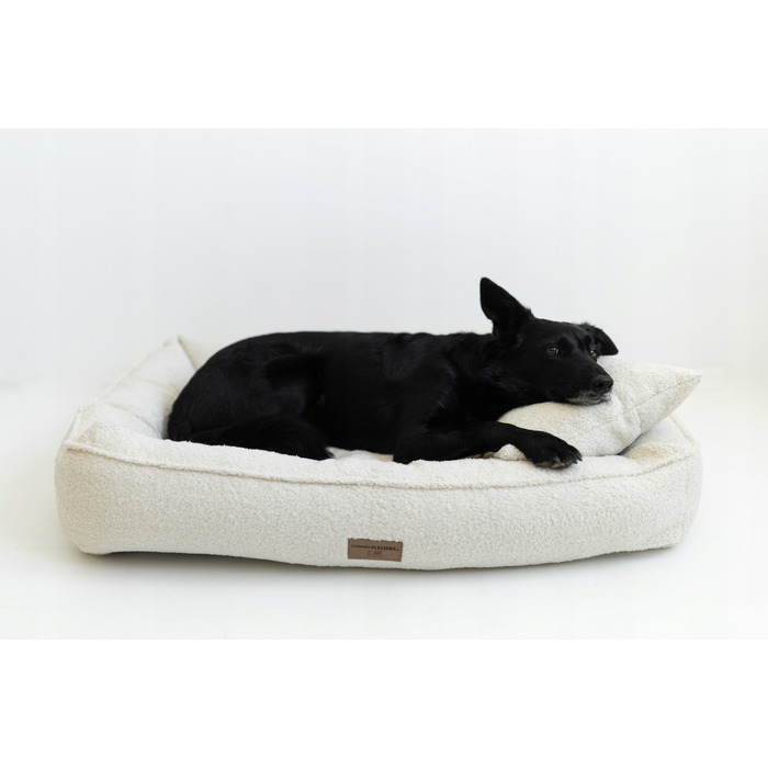 Преміум лежак Boucle Ecru — 60x50 см — для собак та котів (йорк, мальтезе)