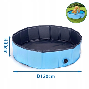Складальний садовий басейн для собак Nobleza, розширюваний, синій, 120×30 см