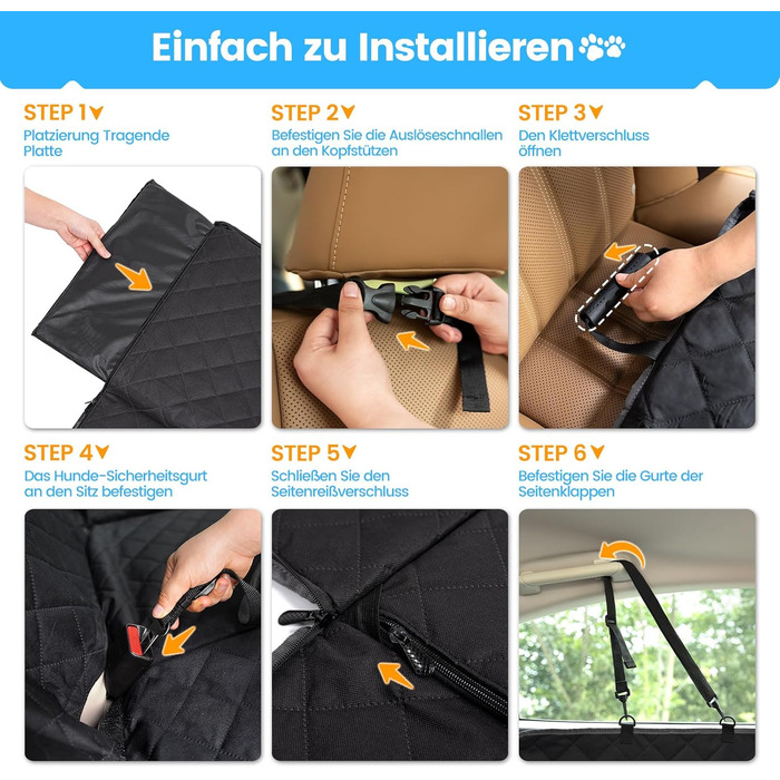 Захист для заднього сидіння авто для собак Kfonla: водовідштовхувальна підстилка з боковими бар'єрами та оглядовим вікном, універсальна, антицарапин, для захисту сидіння