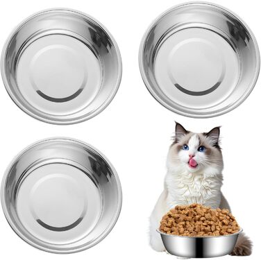 Набір мисок для котів з нержавіючої сталі, 3 шт. Підвищені миски для котів, цуценят та тварин, миски для корму та води