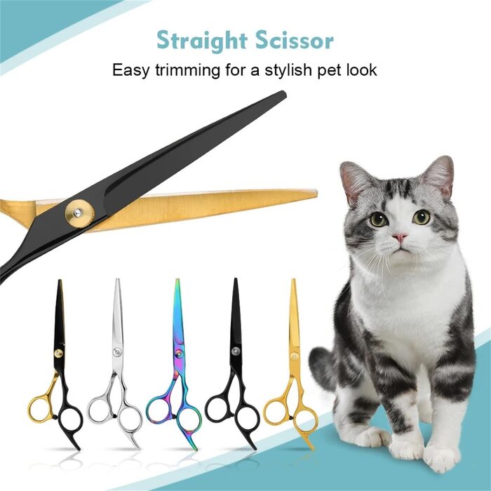 Професійний набір ножиць для собак 6 в 1: 6,6' - ідеально для грумінгу собак, котів та інших тварин. В комплекті: прямі, зубчасті та вигнуті ножиці (чорний + жовтий)