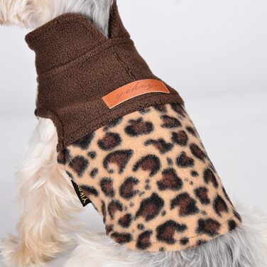 Флісовий пуловер для собак Kosiyi з леопардовим принтом, еластичний, з отвором для повідка, одяг для домашніх тварин, легкий верхній одяг для маленьких собак, для холодної погоди, для хлопчиків та дівчаток