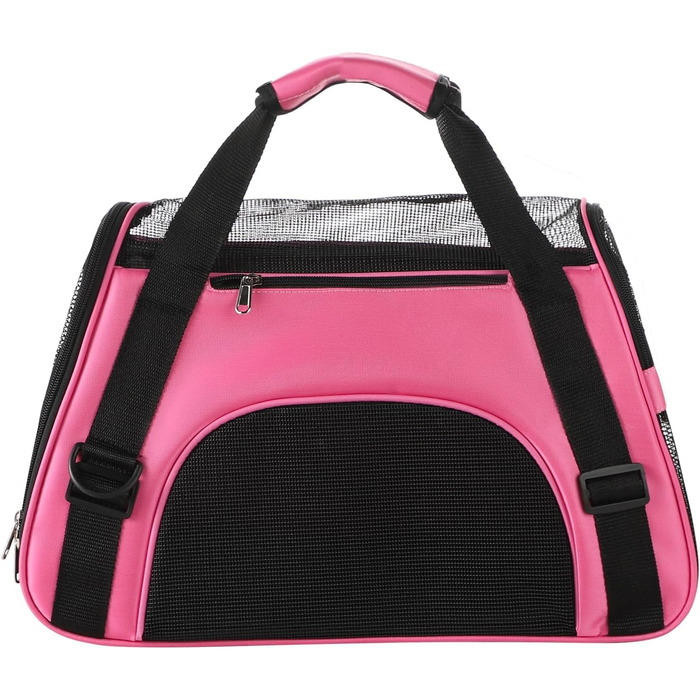 Транспортна сумка для собак та котів: рожева, складна, з регульованим плечовим ременем, 42 x 20 x 25.5 см