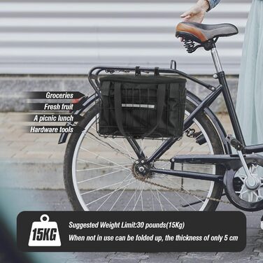 Складна корзина для велосипеда Spesh з нейлоновим внутрішнім мішком. Знімне дротяне плетіння, вантажопідйомність до 20 кг