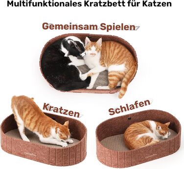 Кразборд для котів FUKUMARU: диван з крафт-паперу, 61 см, з м'яким лежаком, коричневий