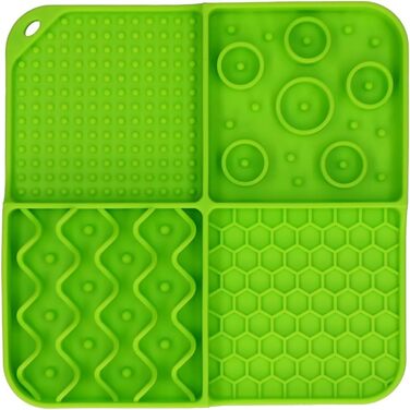 Килимок для собак - годівниця-головоломка, 21x21 см, силікон, зелений, миється в посудомийній машині