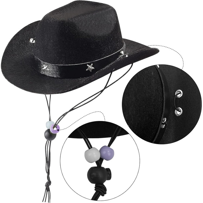 Ковбойський костюм для тварин: капелюх та бандана. Вечірковий аксесуар для собак та котів. Чорний комплект для святкування дня народження в мексиканському стилі.