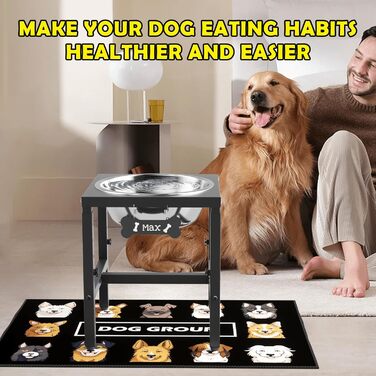 Підставка для годівниці для собак ADENGL з нержавіючою мискою, об'ємом 2.9 л, з антипроливною матю