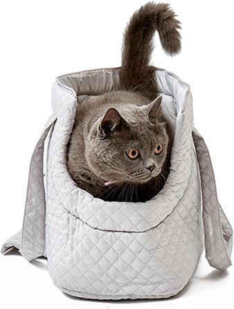 Транспортна сумка-переноска для собак | Сумка-гаманець з бавовни для маленьких собак, зимова переноска для собак, портативна та легка для кошенят, цуценят та котів, світло-сіра