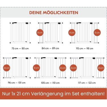 Захист для воріт Hauck Clear Step Autoclose 2, білий - самозакривне ворота для дітей та собак, ширина 75-80 см, висота 77 см, без свердління