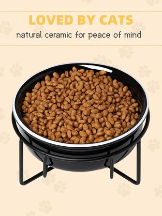 Керамічна миска для корму для маленьких собак GDCZ, підставка з металу, 425 мл, чорна