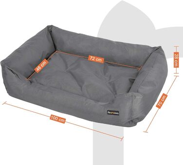 Ліжко для собак Feandrea XXL, сіре, 100x70x28 см, ортопедичне, знімний чохол, нековзке, для спальні та вітальні