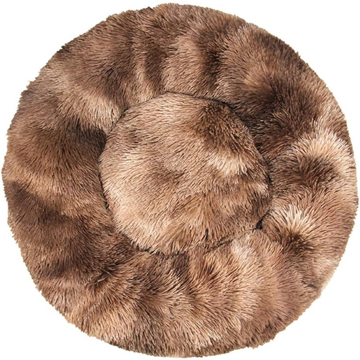 Кругла плюшева лежанка для собак та котів Lukery, 60 см, колір кава