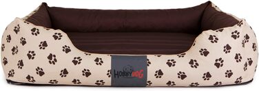 Преміум лежанка для собак Prestige M (65x50 см, бежева з лапами) - зручне собаче ліжко знімний чохол