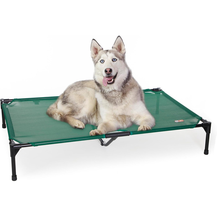 Підняте вуличне ліжко для собак K&H PET PRODUCTS, велике охолоджувальне ліжко з міцним металевим каркасом, дихаючою сіткою, портативне ліжко-платформа для великих собак