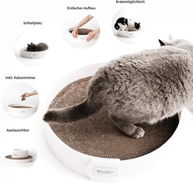 Котяче дряпальний борд Minty&Marla® з котячою м'ятою | Дряпальний борд для котів | Котяче ліжко-дряпалка | Білий