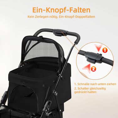 Візок для собак Homewell 2в1: Buggy з платформою та переносна сумка, чорний (67x50x95 см)