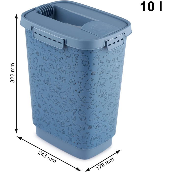 Контейнер для корму Rotho MyPet Cody 10л з кришкою та клапаном, BPA-free, антрацит/білий