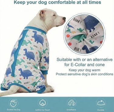 Піжама LovinPet для великих собак, чотирилапа, еластична, з захистом від сонця UV, анти-протікання, заспокійливий післяопераційний костюм для собак, для середніх та великих порід, зелено-помаранчевий / зелений / помаранчевий (білий / блакитний, розмір L)