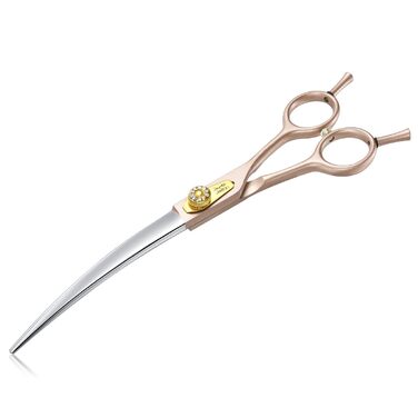Професійна ножиця для собак JASON Profi Hundeschere 7 дюймів, вигнута, з ергономічною ручкою, для собак та котів, рожеве золото