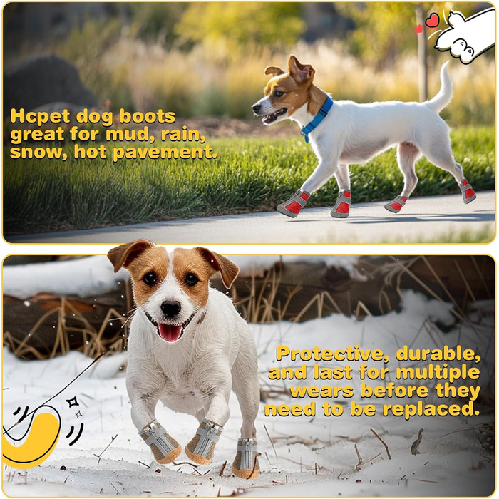 Чоботи для собак Hcpet: дихаючі, з світловідбиваючими ремінцями, для маленьких собак, непрослизькі, 4 шт., армійного кольору
