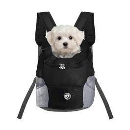 Рюкзак-переноска для собак і котів до 6.5 кг Hunderucksack: зручний, дихаючий, з виходом для голови та фіксатором, регульований для подорожей та прогулянок, чорний