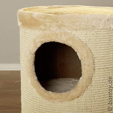 Драпальня для котів Bontoy Buddy, кремовий колір, 36 x 55 см, з м'яким лежанкою, 2 хованки