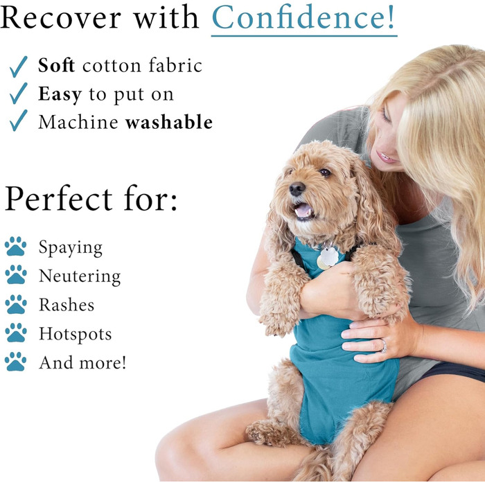 Захисний боді для собак після операції (для сук та самців), боді після кастрації, альтернатива нашийнику (блакитний, S)