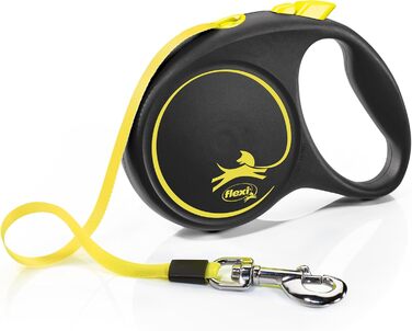 Рулетка-поводок для собак FLEXI New Fun Neon, 4,8 м, до 50 кг, чорний з неоном, автоматичний, зручний і стильний