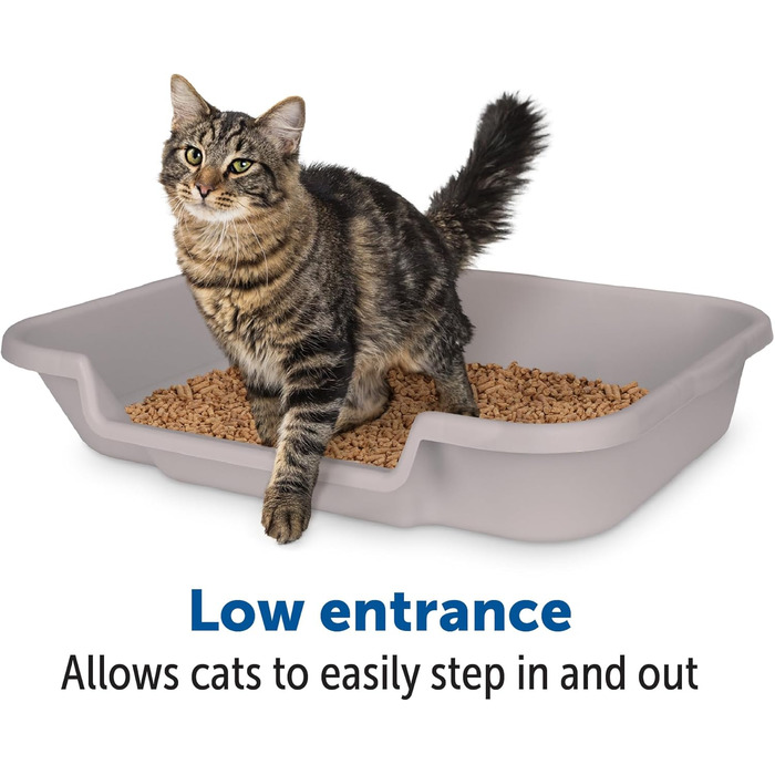 Туалет для котів Kitty Go Here для літніх котів, сіра, зручний для котів зі складнощами використання стандартного туалету
