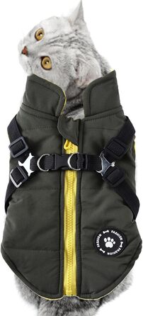 Зимовий теплий одяг для собак: жилет та куртка з повдком, водонепроникний костюм Baumwolle (зелений, S)