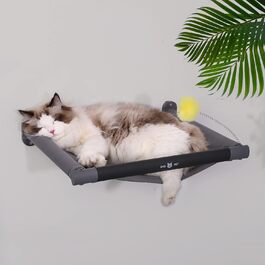 Котяча гамака SVD.PET для стіни з іграшкою, м'яка, до 18 кг, темно-сіра, сучасний дизайн