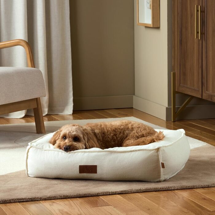 ТOWN & COUNTRY LUXE CuddleTown: М'яке ліжко для домашніх тварин, кремове, розмір M, 68x57x17 см