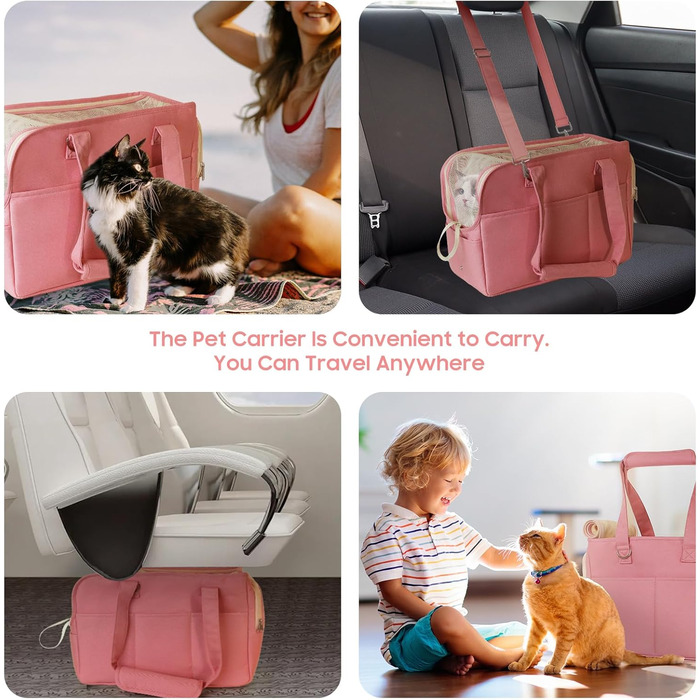 Трансформер для котів та собак, переноска для тварин, м'яка, складна, для маленьких та середніх котів, цуценят до 6,8 кг, миється, дихає, переноска для цуценят 16.5'L x 7.5'W x 12.5'H (15'L x 7'W x 10'H, рожева)