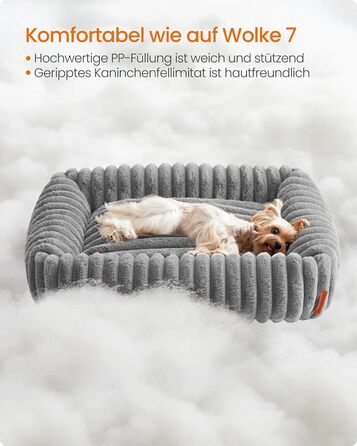 Feandrea Ортопедичне ліжко для собак, велике, з м'яким покриттям, 91 x 68 x 18 см, сірий (M 71x55x18 см)