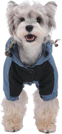 Зимовий теплий пуховик для собак маленьких порід з капюшоном, водонепроникний, теплий, з підкладкою з графіту, синій, розмір S