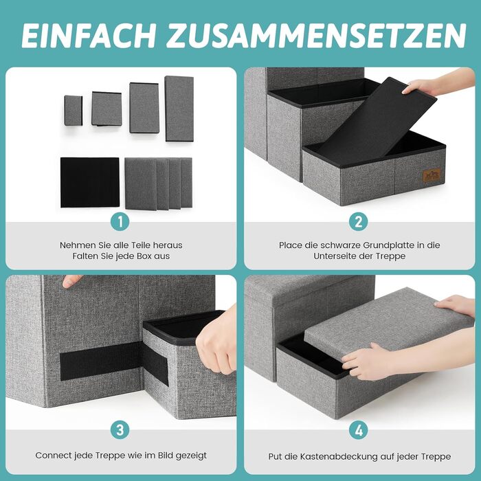 Сходинки для собак маленьких порід зі зберіганням, широкі, складані для ліжка та дивану, з неслизьким покриттям, вологостійкі (сірий, 43x97x56см, 4)