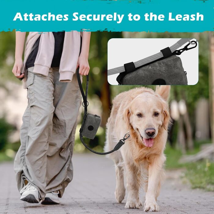 Диспенсер для собачих відходів PetBonus: водонепроникний контейнер для пакетів + 15 шт. пакетів (зелений/сірий)