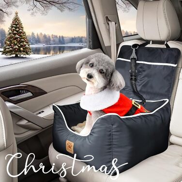 Автокрісло для собак Преміум, чорне: водонепроникне ліжко для маленьких та середніх собак, з підсумками та ременем безпеки