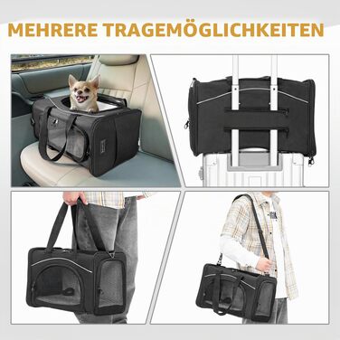 Переноска для собак і котів Petsfit (M) - сумка-переноска для авіаперельотів, авто та потягу, чорна