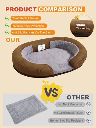 Ортопедичне ліжко для собак PETCUTE великих порід, зручне собаче ліжко з антиковзною основою та знімним, пральним чохлом, затишне ліжко для домашніх тварин, ліжко-диванчик для собак, кошик для собак середніх порід, колір кавовий (M)