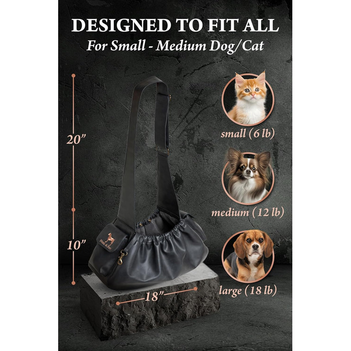 Сумочка для собак Noah & Paw для маленьких собак до 10 кг, з регульованим плечовим ременем, м'яким хутром, подвійною системою безпеки, з веганської шкіри