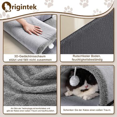 Туннель для котів Origintek, іграшка-ліжко, великий 70x70 см