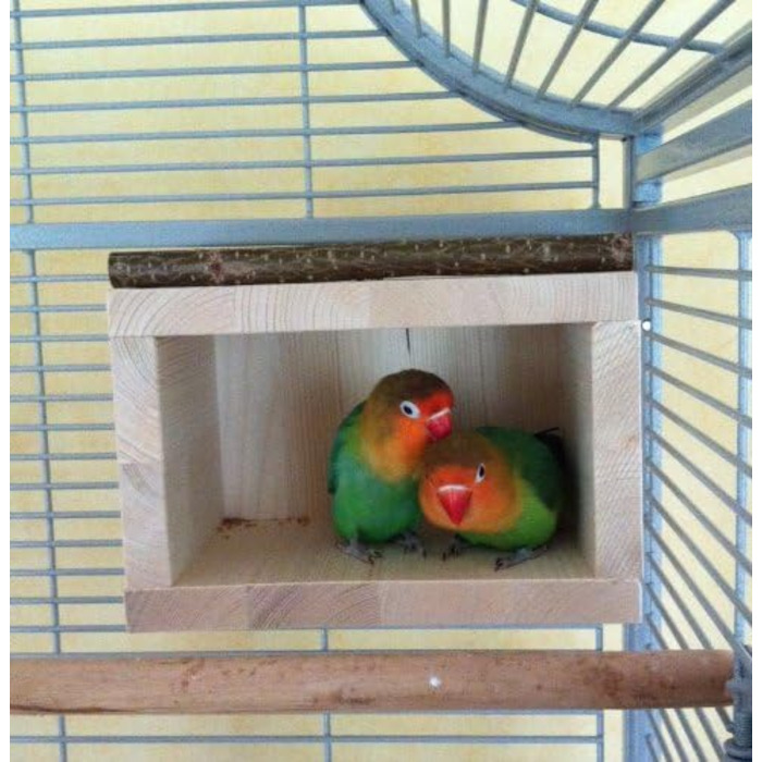 Дерев'яний будиночок Vogelgaleria® для птахів – спальне та захисне житло для клітки або вольєра, аксесуар для хвилястих папуг, агапорнісів, корел, дерев'яний будиночок для птахів