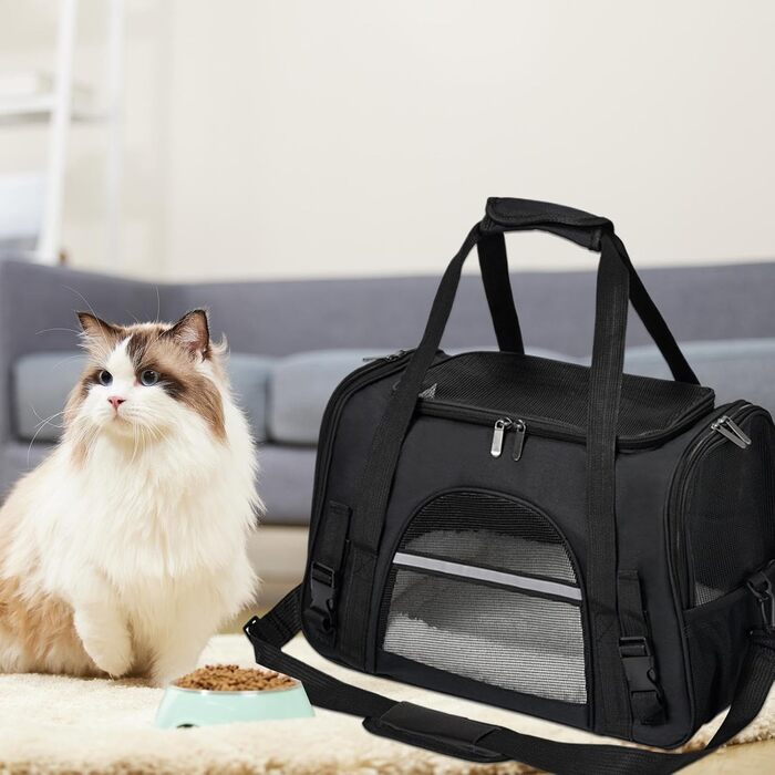 Чорна переносна сумка-рюкзак для собак - трансформер, для маленьких цуценят, складна, легка | Переноска для собак, рюкзак для собак
