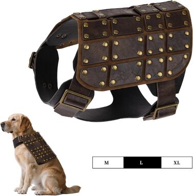 Костюм для собак у середньовічному стилі EpicCos, без повідка, нагрудник з декоративної шкіри, 3 розміри, одяг для косплею, розмір XL (нагрудник для собак, Large)