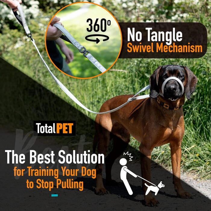 Повідок Total Pet Figur 8 для собак, плоский, з антизаплутуючим механізмом, функцією анти-тягнення, відбивною стрічкою та м'якою нашийною підкладкою, 210 см